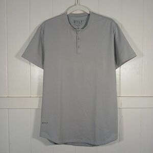 BYLT Premium Basics Drop Cut SS Henley Lux Gray Mens Medium XDC-SS-HNLY-STG-M